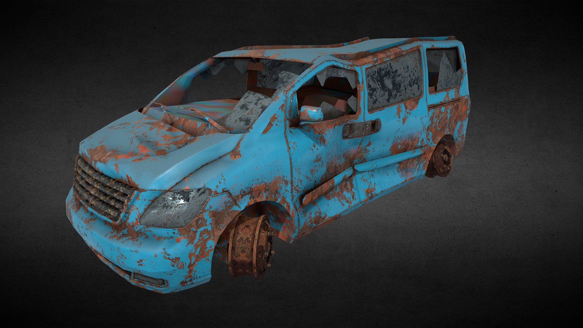 A rusted minivan truck left abandoned in a stylized post-apocalyptic world. Game ready and optimized for UE5 or Unity.

Base color, roughness, metallic, ambient occlusion and normal maps - Post-Apocalyptic Abandoned Minivan - Buy Royalty Free 3D model by Anthony Pilcher (@AnthonyPilcher) 3d model