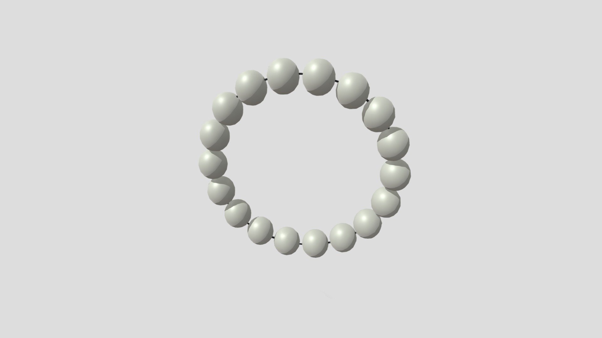 blenderで初めて作成した真珠のブレスレットです。
真珠は大きめで18粒を黒いワイヤーで繋いでいます。 - Pearl Bracelet - 3D model by YaoyorozTech.Ltd (@avatar-matou) 3d model