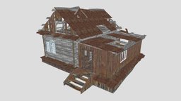Make It Game Ready FREE Example soviet, survival, postapocalyptic, old, game-ready, vilage, game, gameasset, house, wood, building, village, horror, gameready