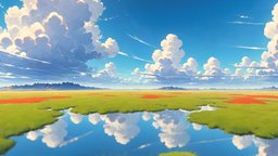 HDRI Anime Panorama K 360, cartoony, cartoonish, vr, virtualreality, spherical, equirectangular, background, hdri, skybox, hdr, backdrop, skydome, spherical-panorama, createdwithai, skysphere