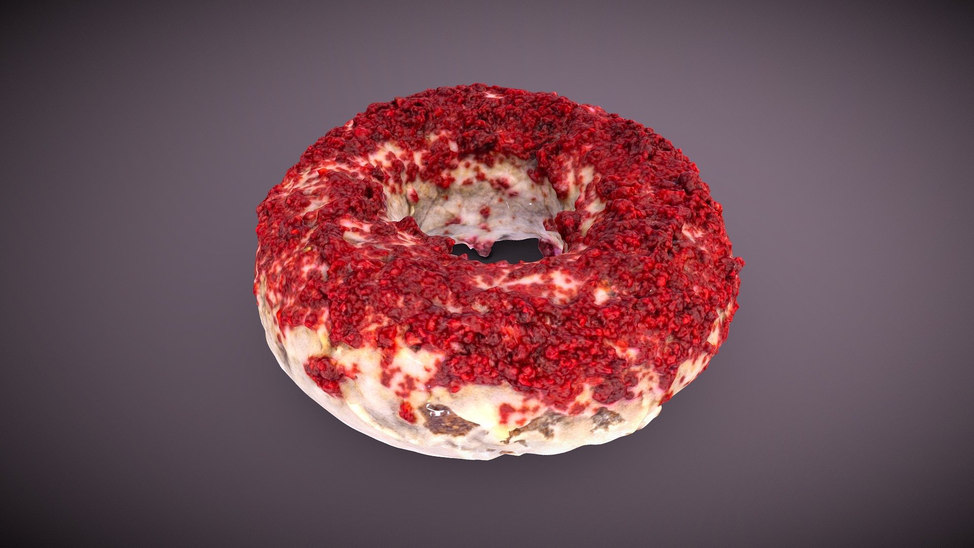 Red Velvet doughnut from Doughnut Plant in NYC

3D scanned with a turntable, lots of lights, and a single A7R

Cleanup and retopology to quads in ZBrush

Full textures are 8K x 8K 3d model