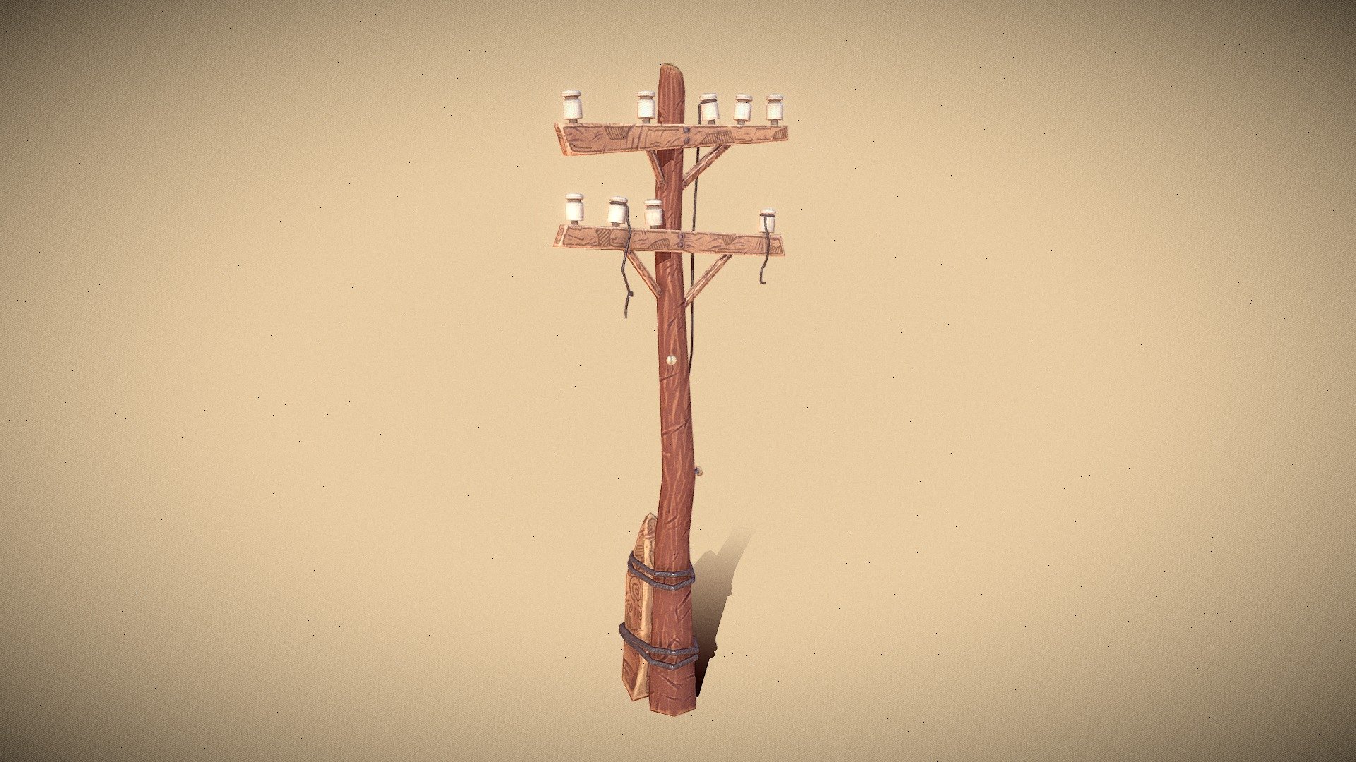 This is one of the props for the future stylized project. I decided to start posting something (at least simple models). Unfortunately, the laptop does not allow you to make some 4k and higher textures, so I work with what I have) There were no special references, I did everything according to my feelings))) - Stylized telegraph pole - 3D model by Yratz 3d model
