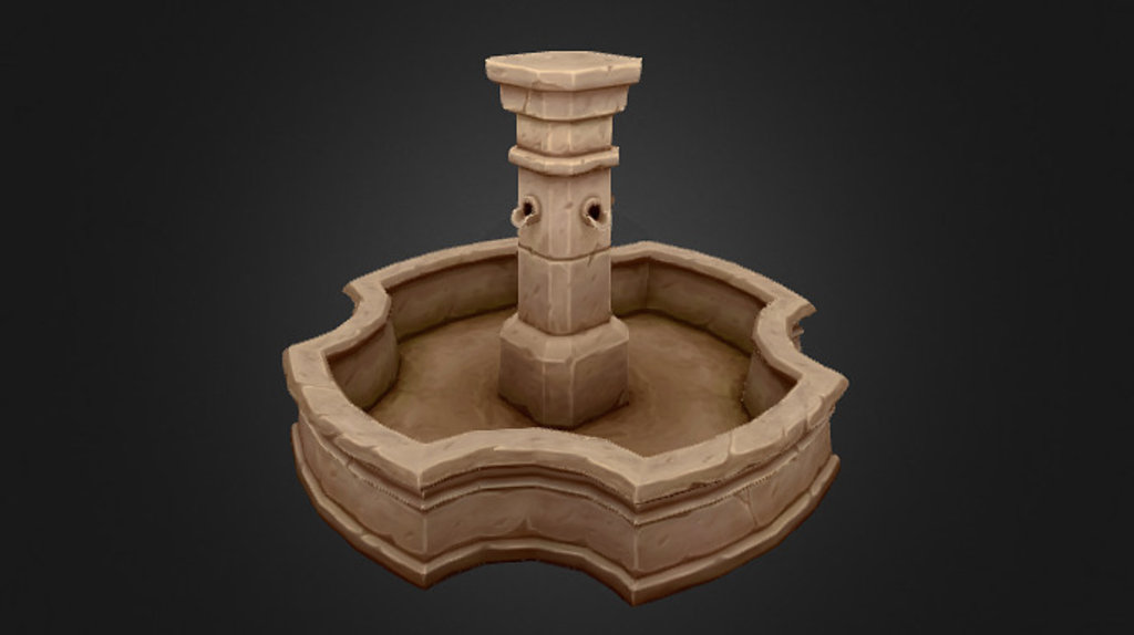 A low poly hand-painted fountain available at the Unity Asset Store 3d model