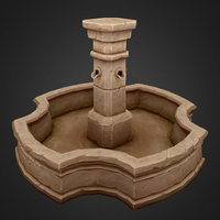 Hand-Painted Fountain well, castle, exterior, fountain, realtime, handpainted, unity, unity3d, architecture, game, wow