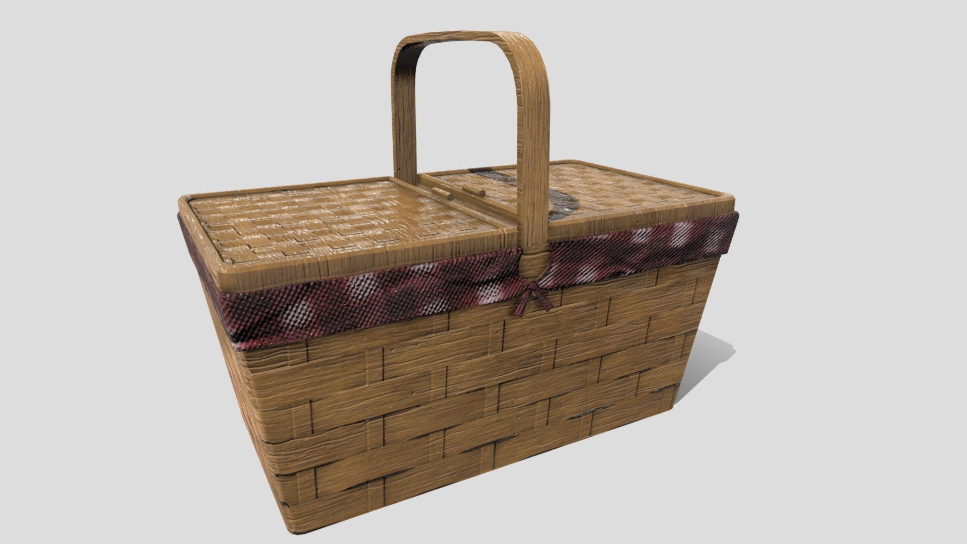 Low poly picnic basket, made with Autodesk Maya and textured with Substance Painter - Picnic Basket - 3D model by Olívia Teixeira (@oliviateixeiracs) 3d model