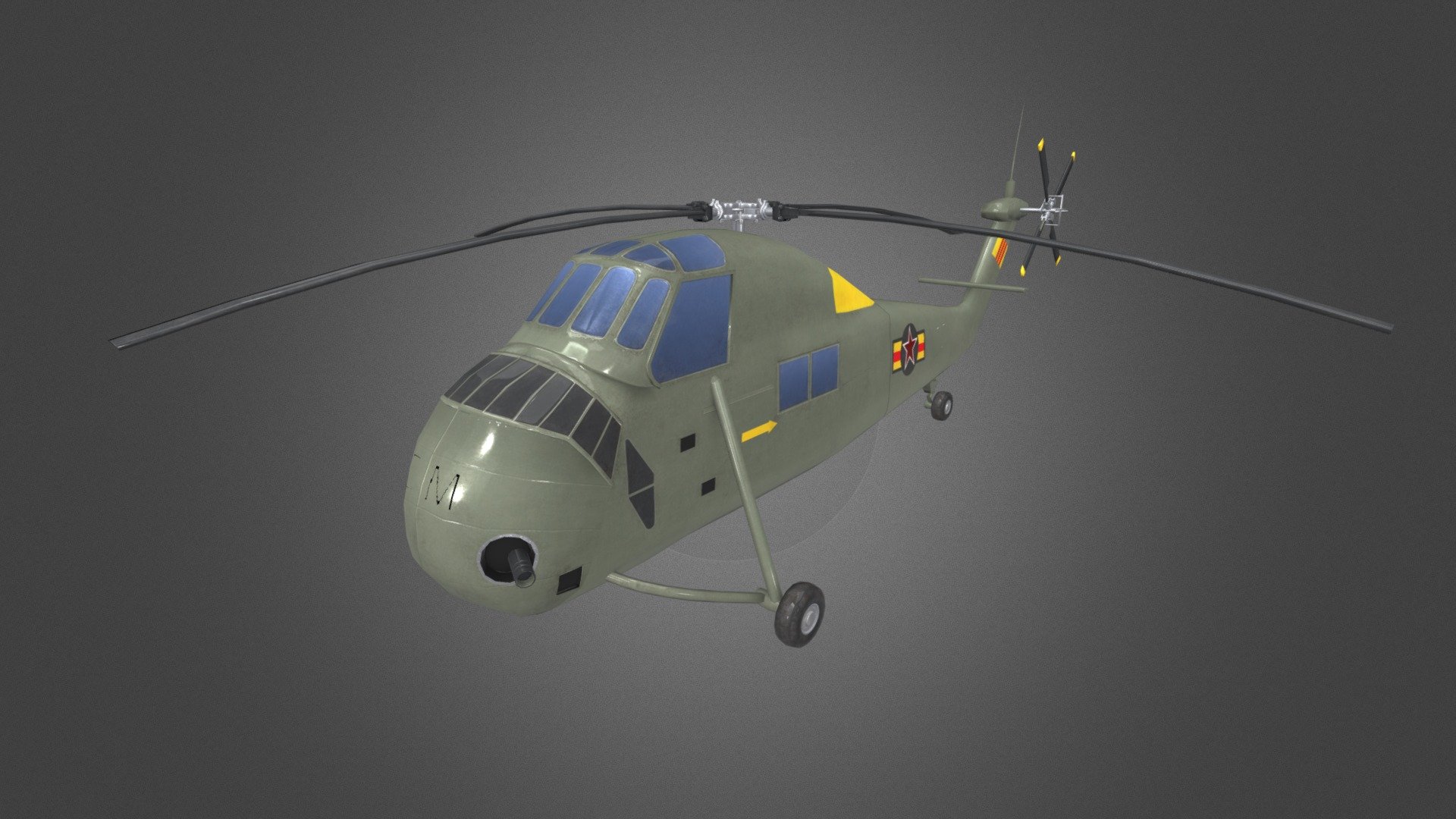 Low poly game-ready highquality and accurate 3d model of the Sikorsky H-34 Choctaw Helicopter

Download: http://gamedev.cgduck.pro - Sikorsky H-34 Choctaw Helicopter - 3D model by CG Duck (@cg_duck) 3d model