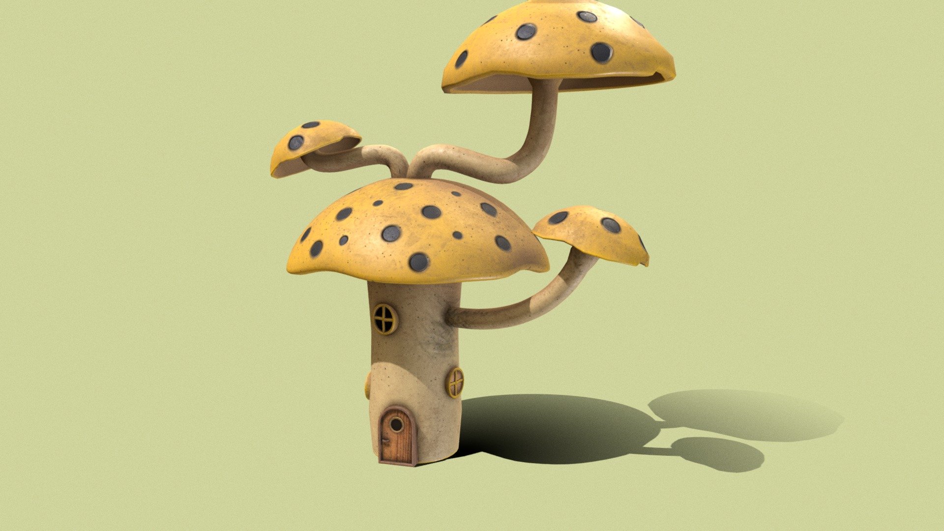 Big Mushroom Houess OBJ &amp; FBX - Big Mushroom Houes - Buy Royalty Free 3D model by SnowyTrain (@SaifAlshrideh) 3d model