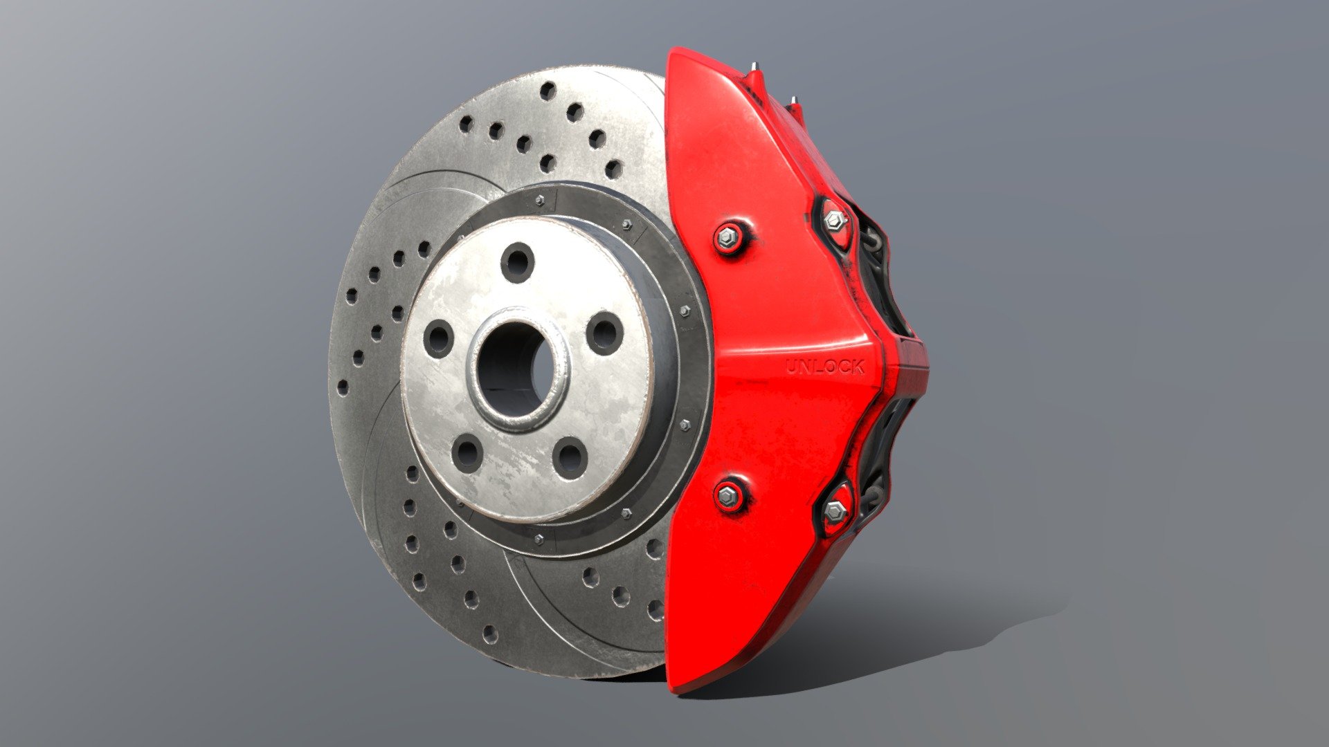 Brake disk and caliper, with realistic material. 
Objects are separated to make it easier to customize. Also, you can easily change Caliper color in Photoshop or blender itself.

Also, feel free to add comments and feedback, I will be glad to keep improving my works! - Brake Caliper - Buy Royalty Free 3D model by KTKR 3d model
