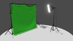 Green screen studio with a softbox green, film, set, amateur, soft, box, movie, softbox, greenscreen, filmset, light, screen, keying