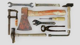 Lowpoly Tools mechanic, clamp, pipe, socket, hammer, rust, vintage, tools, unreal, realtime, pack, retopology, wrench, ready, vr, ar, realistic, old, engine, screwdriver, hatchet, bundle, realism, optimized, openmvs, colmap, prybar, bakemyscan, photoscan, weapon, unity, photogrammetry, asset, game, blender, pbr, lowpoly, scan, 3dscan, "axe", "car"