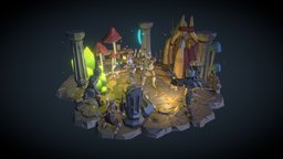 POLYGON scene, armor, dungeon, fight, synty, low-poly, weapons, skull, fantasy, polygon, knight