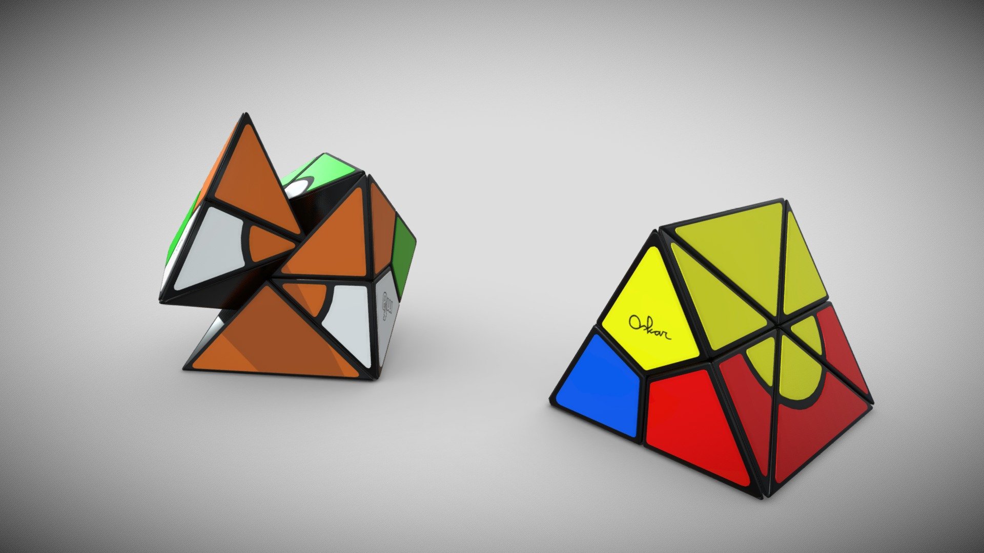 The Jumble Prism is a puzzle manufactured by MF8 and designed by Oskar van Deventer. It is called Jumble Prism because it only performs jumbling moves, and some moves can block another moves, which makes this easy-looking puzzle difficult. This puzzle comes in two variants, which only different in colors, Jumble Prism I (Yellow, Red, Blue) and Jumble Prism II (White, Green, Orange).





The MF8 logo is belong to MF8.




The Oskar Signature belongs to Oskar van Deventer.


 - MF8 Jumble Prism - 3D model by SonnyG1 3d model