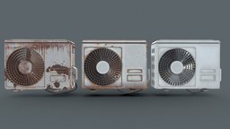 Aircon collection heat, pump, element, rust, residential, conditioner, electronic, rusted, mounted, dirty, outdoor, unit, decor, old, airconditioner, airconditioning, aircon, architecture, pbr, gameasset, building, industrial, pbetextures