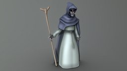Disgraced Mage (Yugioh) card, staff, mage, patreon, robes, patron, 3d, 3dsmax, texture, skull, monster, bones