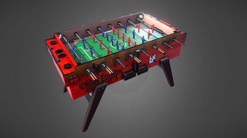 Table football is often played for fun in pubs, bars, workplaces, schools, and clubs with few rules 3d model