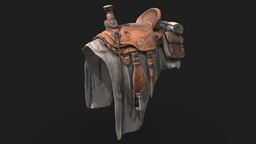 Saddle (PBR Textured) saddle, detailed, ornaments, substancepainter, pbr, horse, gameasset, creature, dinosaur