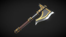 Fantasy Axe 1A dwarf, medieval, unreal, ax, great, battle, don, hatchet, blender-3d, two-handed, falcone, unity, blender, blender3d, axe, sword, fantasy