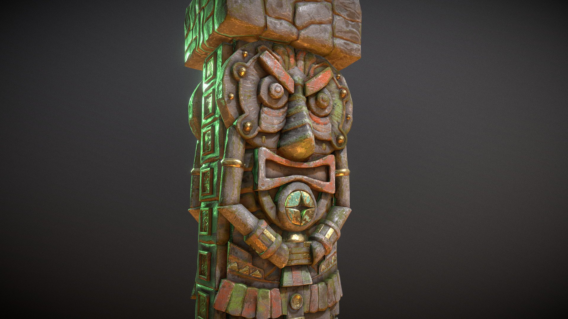 Done for a school assignment.
An old pillar that has a face engraved into it that has weathered trough time.

Done With Maya, ZBrush and substance painter 3d model