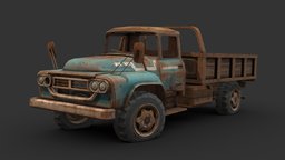 Rustworld Truck truck, abandoned, rust, post-apocalyptic, retro, rusty, old, derelict, vehicle, lowpoly, gameasset, car, gameready, noai, rustworld