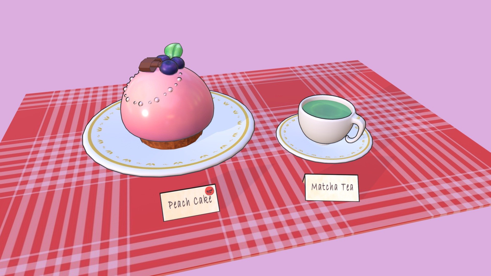 The inspiration comes from a cake I saw in a French dessert shop. I really love the pinkness, so I wanted to make a pink cake. The set is modeled in Maya, and rendered in Mari. Some textures such as the biscuit at the bottom of the cake and the plate patterns are made in Photoshop. To add the toon lines, I followed this tutorial: https://blog.sketchfab.com/creating-a-cartoon-outline-for-sketchfab/
Hope the cake is tasty! - Cake and Tea (toon) - 3D model by radiuswon 3d model
