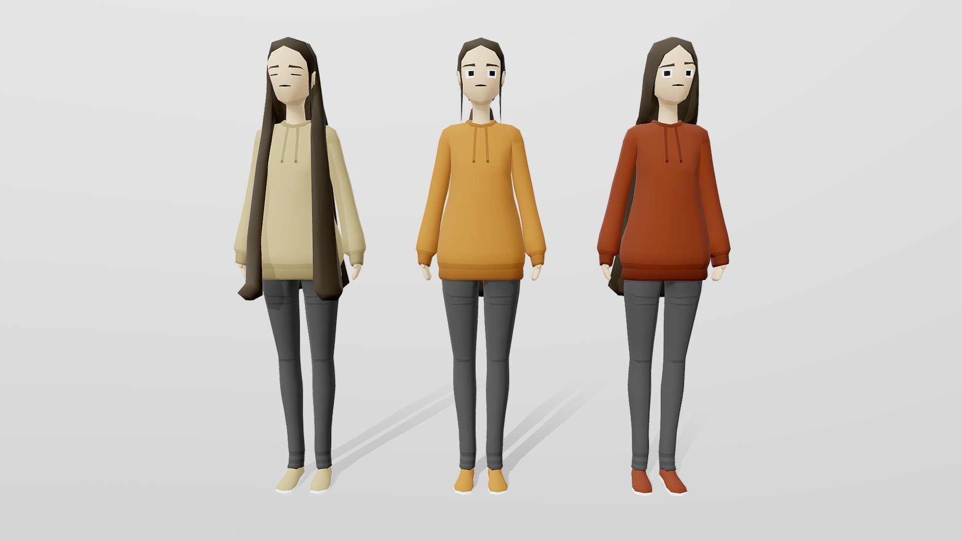 Long hair variants - Download Free 3D model by Jan Bláha (@swifterik) 3d model
