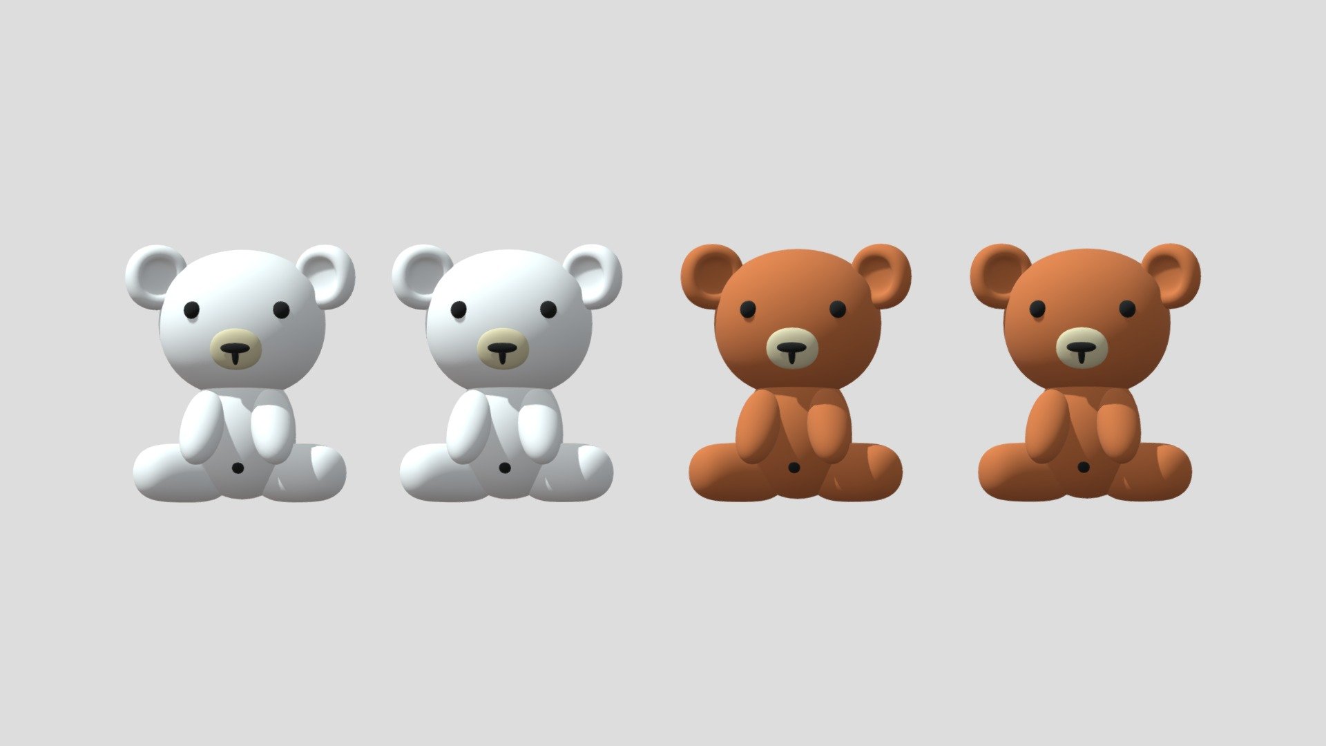 -Cartoon Cute Bear.

-This product contains 56 objects.

-Mid Poly : Verts : 8,380 Faces : 8,448.

-High Poly : Verts : 24,508 Faces : 24,567.

-Materials and objects have the correct names.

-This product was created in Blender 2.935.

-Formats: blend, fbx, obj, c4d, dae, abc, stl, glb, unity.

-We hope you enjoy this model.

-Thank you 3d model