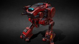 Battle Mech v4 red mech, machine, weapon, unity, unity3d, vehicle, sci-fi, modular, robot