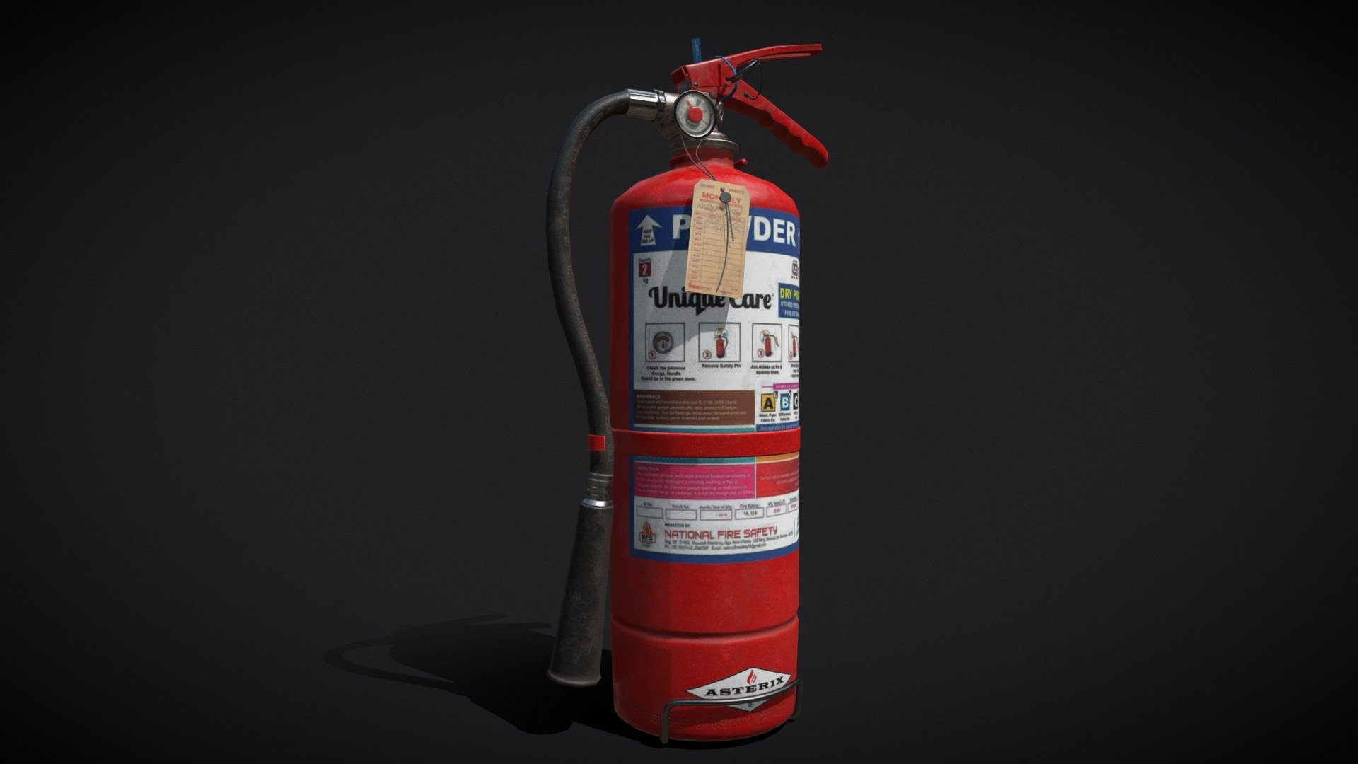 Hi everyone! Another exciting work in my collection! Idea behind this fire extinguisher was to create a hero asset based on photo references with as much less amount of tris I could get to maintain more or less descent close up quality. 5974 tris is my best result so far). Also It was a first time I was texturing with ACES LUT from Brian Leleux to achieve similar look in Unreal Engine 4. You can check it out on his Artstation here https://www.artstation.com/artwork/mrqd8 
Many thanks to Denis Udalov https://www.artstation.com/kyuzo for his guidance through this project and if someone willing to create similar asset I kindly kept all my refs for you over here https://www.pinterest.ru/nickfridayartstation/fire-extinguisher - Fire extinguisher - 3D model by Nick Friday (@nickfriday) 3d model