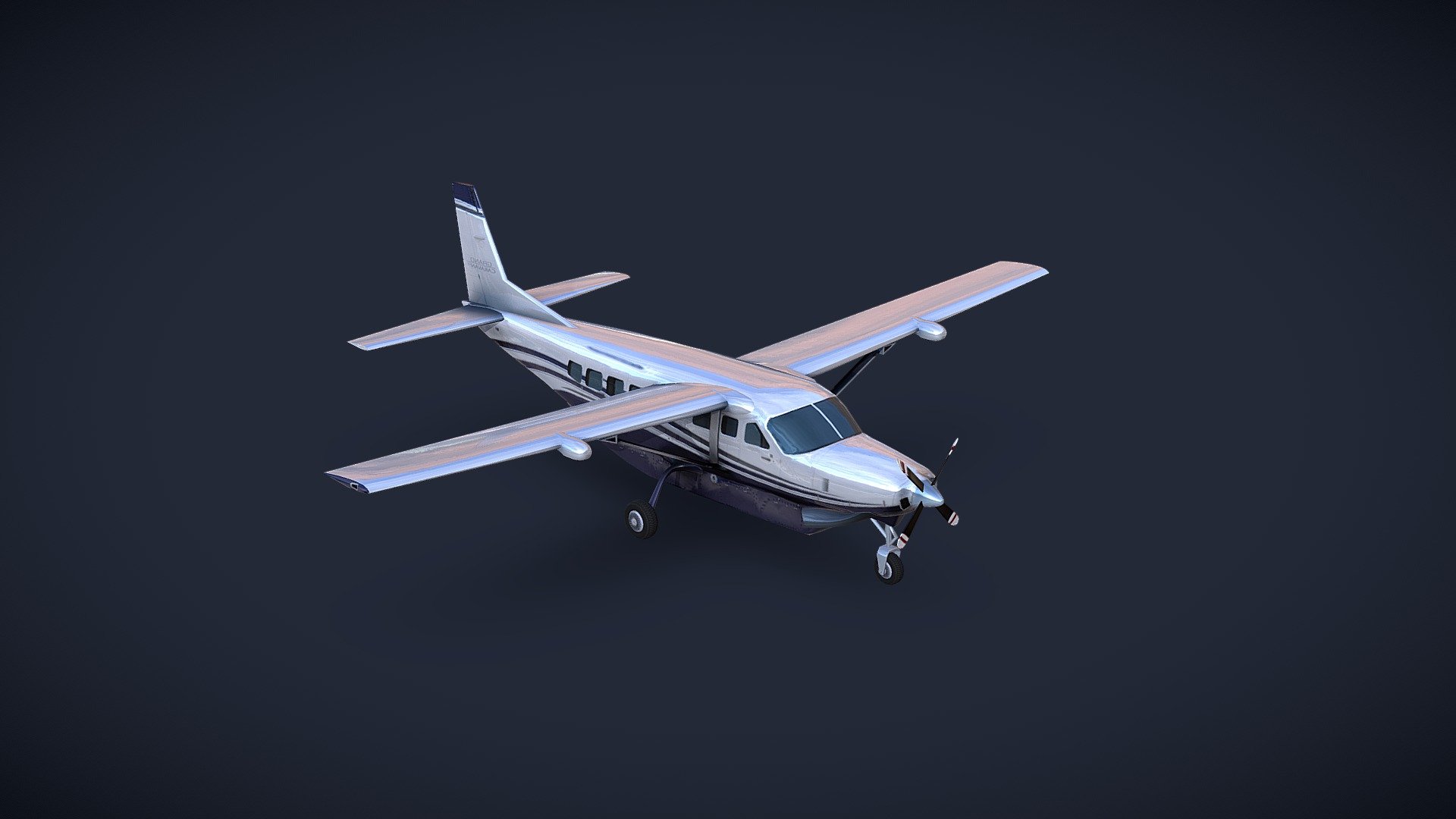 Cessna 208 Caravan is Unity PBR low-poly 3d model ready for Virtual Reality (VR) 
Single Material ,PBR shaders 3k polycount

Unity Package Ready games and other real-time apps. 
3D max And FBX ready 

SPECS 
- Model is set of separated Objects easy to custum 
- Model Has real-world Scale and is centered at 0,0,0,


Preview images Realtime rendered 
All textures Optimized 4K 
Mesh file Optimized fbx 200kbyte

Texture dimensions: 
- 4k (diffuse and Normal &amp; AO ) - Cessna 208 Caravan Low-poly VR PBR - Buy Royalty Free 3D model by Mass (@masood3d) 3d model