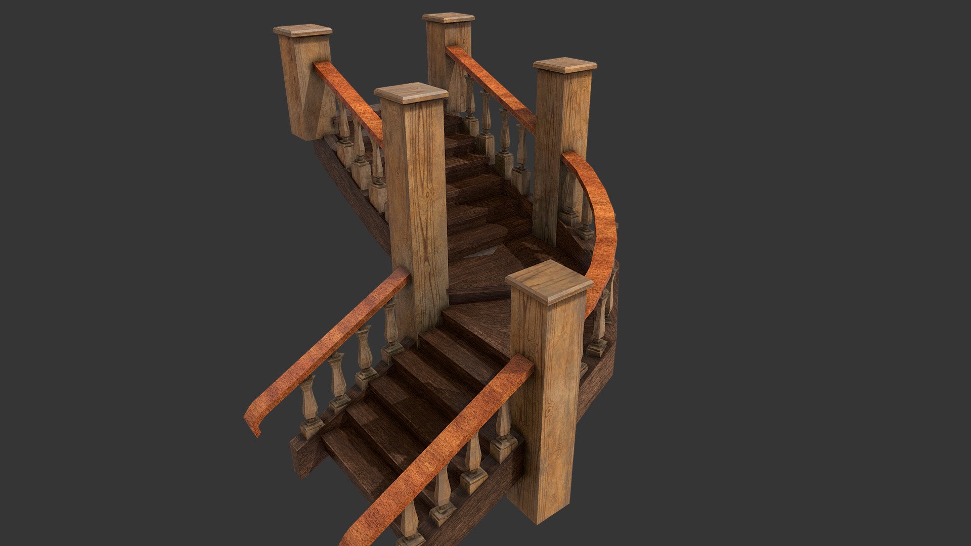 Woden Hall Stair - Download Free 3D model by Helyx Silveira (@helyxsilveira) 3d model