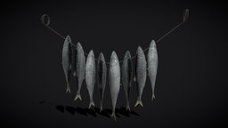 Hanging Herring Fish food, fish, catch, fishing, other, exterior, hanging, meat, viking, medieval, dock, dinner, goods, decor, props, kitchen, cooking, miscellaneous, seafood, feast, herring