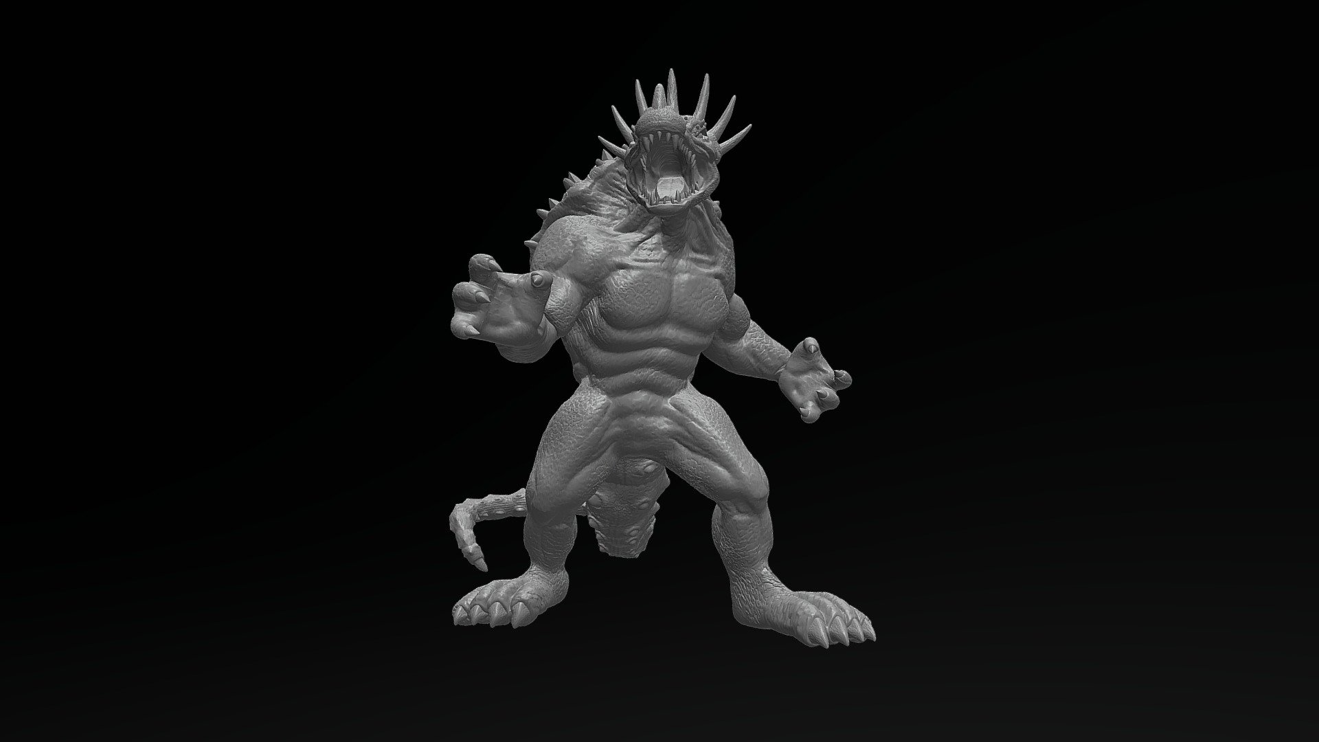 I was commissioned to reproduce an old Trendmasters Anguirus figure. This particular model was based on a rejected prototype of an Anguirus with a half back shell. The original sculptor quite liked the design, so this model is a gift to him I'm told 3d model