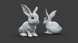 Baby Rabbit rabbit, bunny, cute, baby, basemesh, pet, bull, domestic, character, game, blender, lowpoly