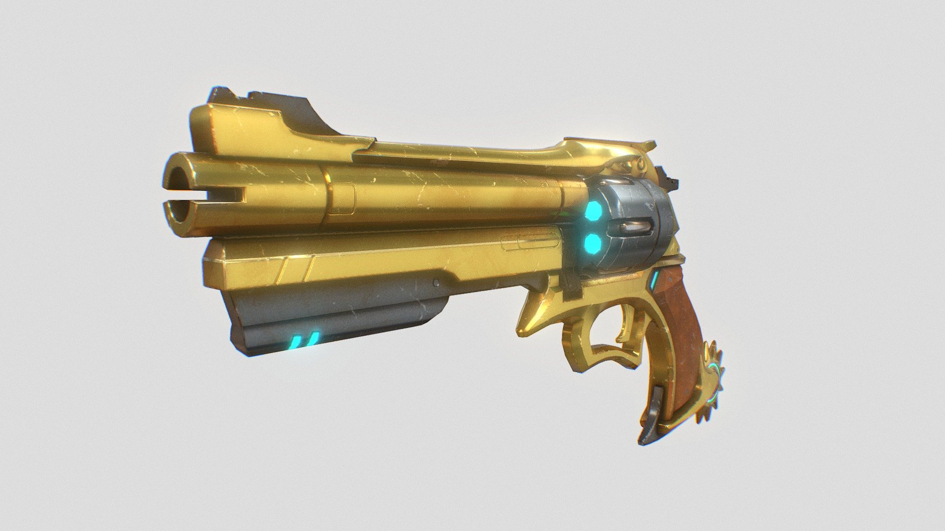 McCree's revolver gold version - Cole Cassidy's Peacekeeper - 3D model by MFanjul (@marcofanjul) 3d model