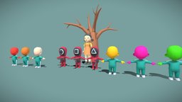 Squid Game Low Poly Models. soldiers, lowpoly, scifi, gameasset, guns, robto, squidgame, squid_games