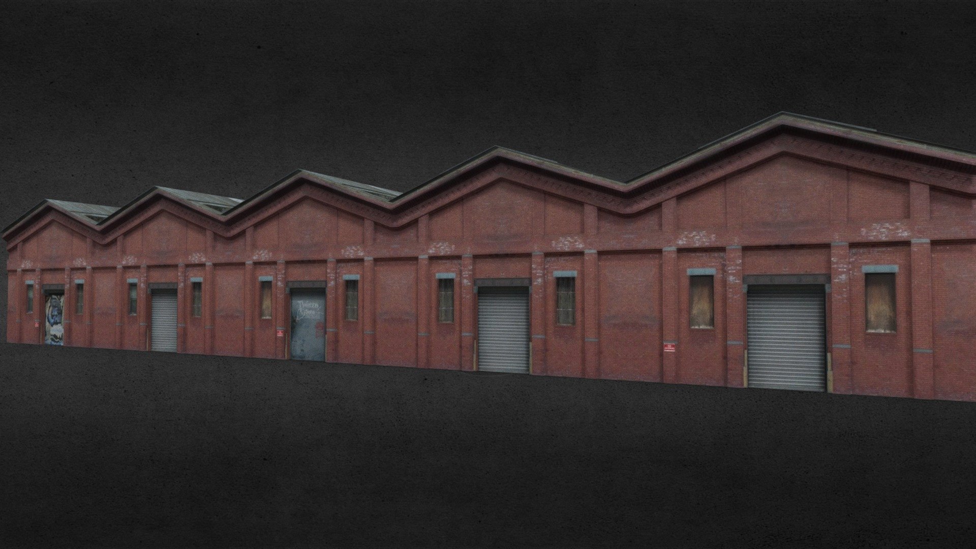 Realistic low poly warehouses 3d model