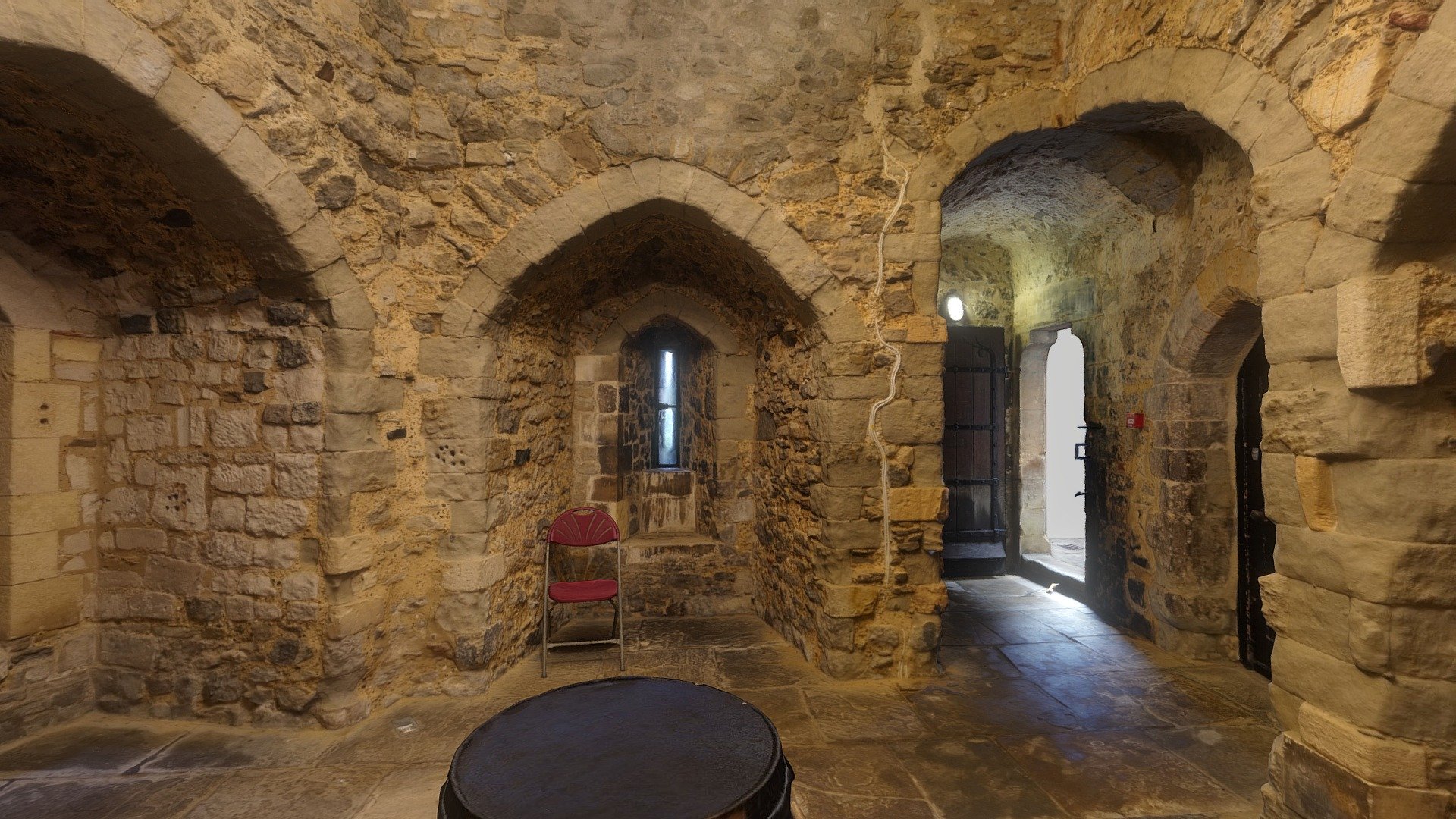 Located in the south east corner of the Tower of London.

From the information board: &ldquo;This tower is part of Henry III's late 1230s curtain wall, which rings the castle&hellip; this tower overlooked the river. Archers could shoot arrows through the arrow-loops in this room. Upstairs was a comfortable chamber with a huge fireplace and decorative window. The tower's exterior windows were restored in 1857-8.