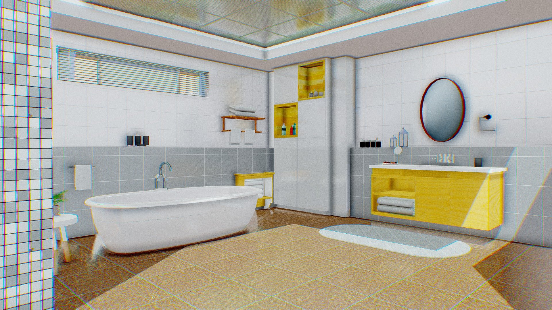 You can have a comfortable bath in the shower room 3d model