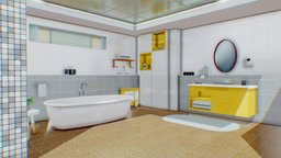 bathroom interior room, bathroom, shower, mirror, bathtub, sketchup, interior