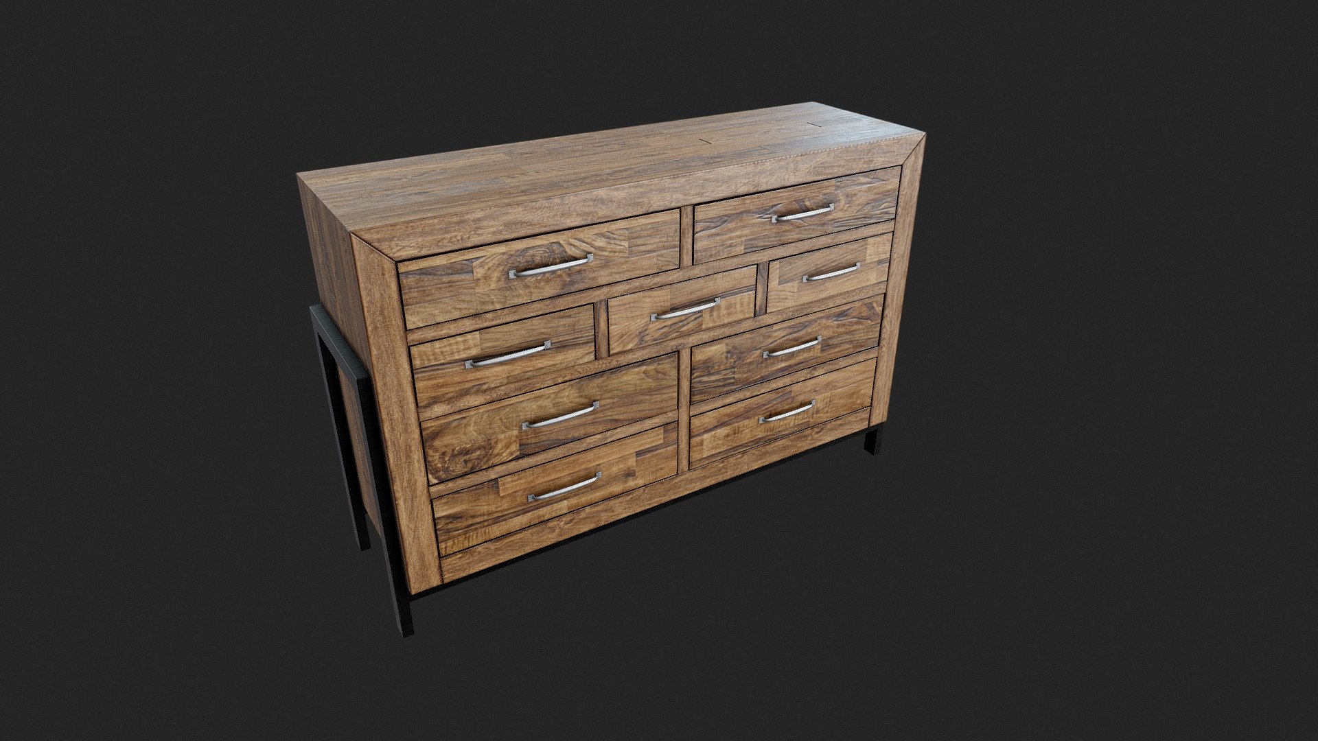 Dresser from reclaimed wood. Real-world scale. 2 UDIMs, 4K, 16-bit maps. Modeled in Maya, textured in Substance Painter 3d model