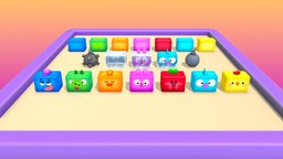 Boxes Characters Match 3 rabbit, fish, arcade, pig, ice, mine, boxes, board, chicken, bomb, duck, gamedev, color, stylised, rainbow, box, tomato, casual, mobilegame, animations, colored, unityassetstore, match3, unity, game, lowpoly, man, characters, hypercasual, casualgame
