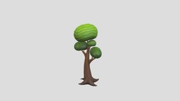 Cartoon Tree 003 tree, plant, forest, toon, style, assets, park, vegetation, nature, bush, jungle, conifer, cartoon, game, wood, environment