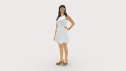 Woman In White Dress 0451 style, white, people, fashion, clothes, dress, miniatures, realistic, woman, character, 3dprint, model