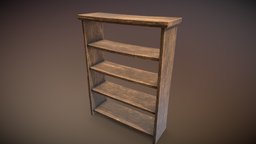 Wooden Bookshelf medieval, old, bookshelf, blender-3d, substancepainter, substance, pbr, lowpoly