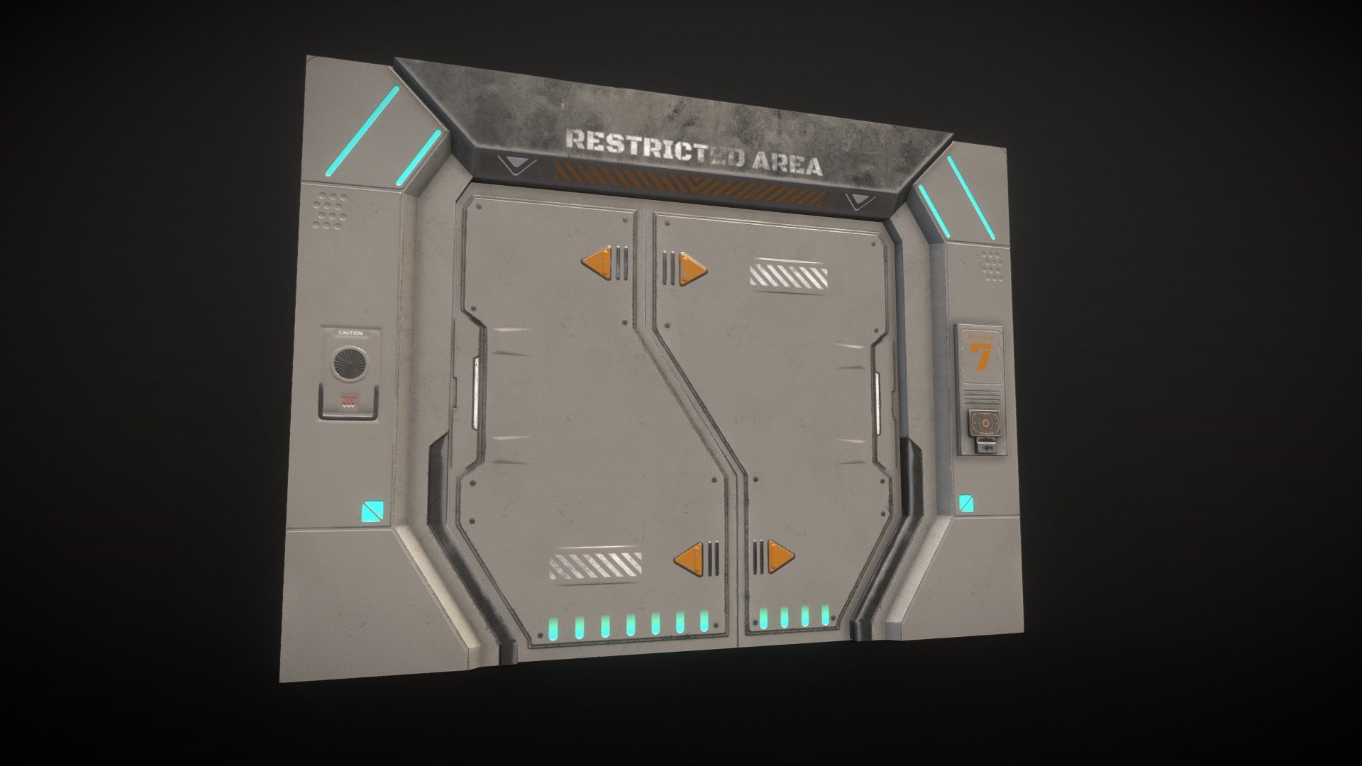 SciFi Low Poly Door with PBR textures:




Created with 3ds Max.

Textured in Substance Painter.

The unit of measurement used for the model is centimeters.

PBR Material qith 4k textures including: Albedo, Normal, Metalness, Roughness, Occlusion, Emissive.

Doors in separated objects, ready to animate.

Total Polys: 186 (352 tris).  

Mesh is open on the sides, it is intended to be integrated in the wall (totally compatible with my Sci-Fi Modular Corridor)  

Formats included: MAX / BLEND / FBX / OBJ / 3DS  

Model also available with &ldquo;SciFi Modular Corridor Version 2