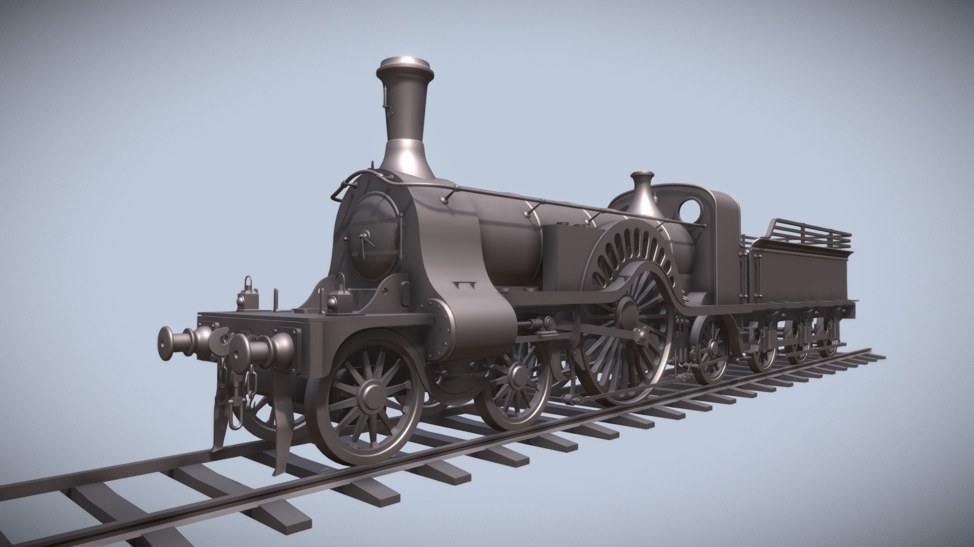 Gamedev locomotive model - Stirling Single Steam Train - 3D model by Kapitan_ulitka 3d model