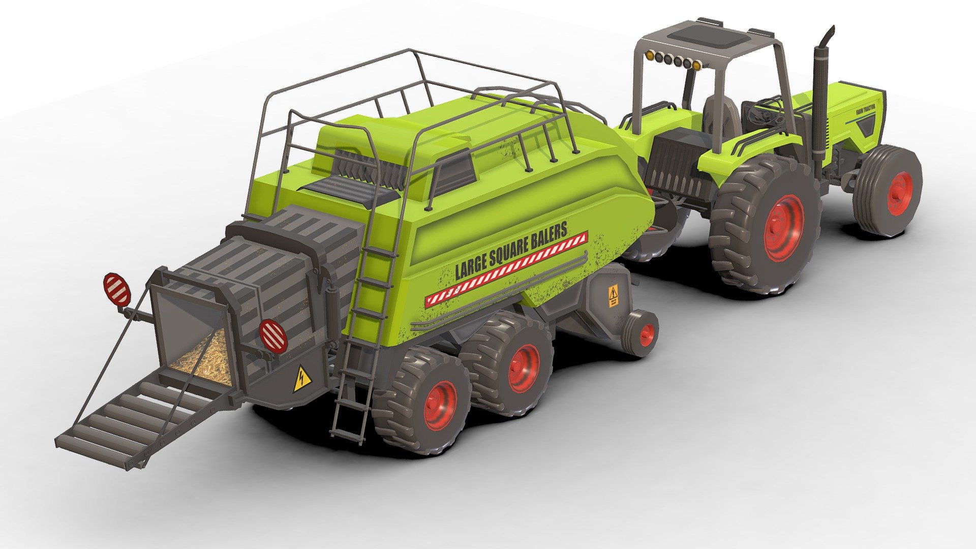 Farm Tractors And Bulldozers Low_Poly .

You can use these models in any game and project.

This model is made with order and precision.

Separated parts (bodys . wheels . Steer . Bulldozers ).

Very Low- Poly.

Truck have separate parts.

Average poly count: 38,000 tris.

Texture size: 2048 / 1024 (PNG).

Number of textures: 3.

Number of materials: 3.

Format: Fbx / Obj / 3DMax .

The original files are in the Additional file .

Wait for my new models.. Your friend (Sidra) 3d model
