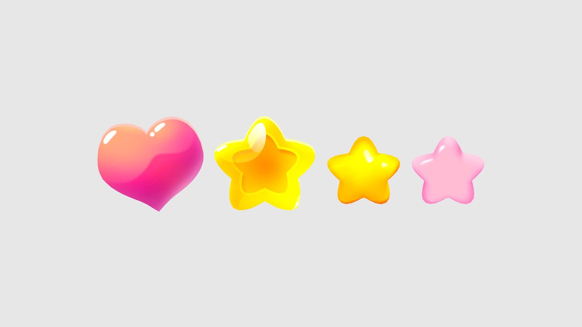 Cartoon love heart - five-pointed stars - Cartoon love heart - five-pointed stars - Buy Royalty Free 3D model by ler_cartoon (@lerrrrr) 3d model