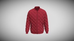 Red Neck Rib Classic Puffer Jacket