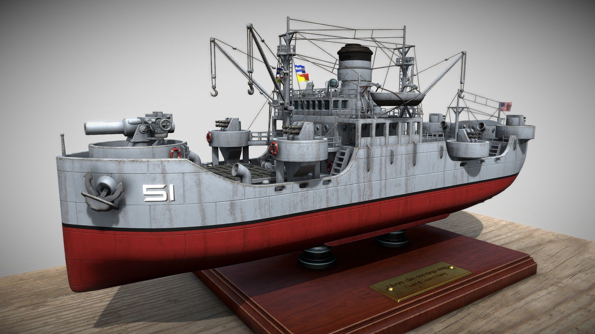 Model of liberty class cargo ship in toon version. 
Modeling with 3dsmax texturing 3dcoat 3d model